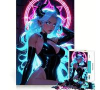 Puzzle de 1000 pièces représentant Une Fille Diable Sexy de Style Anime néon, idéal pour Les Adolescents Jeu de réflexion, Jouet Anti-Stress, découpe soignée, Cadeau Artistique 38x26cm