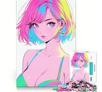 Puzzle de 1000 pièces représentant Une Fille en Maillot de Bain Style Anime,idéal pour Les Adolescents Jeu Stimulant l'esprit,Assemblage Solide et sécurisé,activité de Partage en Famille (38x52cm)