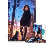 Puzzle de 1000 pièces représentant Une Fille et Un Chien d'anime Découpe Laser pour Un Assemblage Parfait Activité de Partage et de Concentration Amusante (38x52cm)