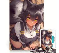 Puzzle de 1000 pièces représentant Une Fille-Loup sur Une échelle,idéal pour Les Adolescents Jeu Stimulant l'esprit,pièces nettes et sans bavures,Facile à Apprendre et Amusant pour Toute la Famille