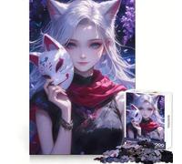 Puzzle de 1000 pièces représentant Une Fille Mignonne avec Un Masque de Renard Idéal pour Les Adolescents ce Puzzle stimule l'esprit favorise Le Calme et Offre Un Divertissement de qualité Pendant