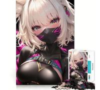 Puzzle de 1000 pièces représentant Une Fille Ninja Anime avec des Oreilles de Chat idéal pour Les Adolescents Jeu Intelligent à Partager en Famille Motif à Assembler pour Les vœux 38x52cm