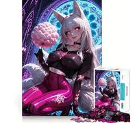 Puzzle de 1000 pièces représentant Une Fille renarde Anime avec de la Barbe à Papa activité ludique et stimulante pour renforcer Les Liens familiaux (50x75cm)