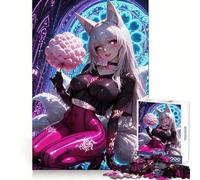Puzzle de 1000 pièces représentant Une Fille renarde Anime avec de la Barbe à Papa idéal pour Les Adolescents pour stimuler la mémoire se détendre et Offrir Un Cadeau de Noël Unique et Solide 50x75cm