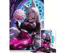 Puzzle de 1000 pièces représentant Une Fille renarde Anime avec de la Barbe à Papa,idéal pour Les Adolescents Un Jeu de mémoire Amusant et Relaxant à Partager en intérieur (38x26cm)