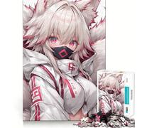 Puzzle de 1000 pièces représentant Une Fille renarde Blanche,Style Anime,pour Adolescents activité ludique et stimulante pour développer Ses capacités mentales,Taille Uniforme,pièces précises,idéale
