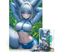 Puzzle de 1000 pièces représentant Une Fille renarde d'anime en Blanc et Bleu Jeu créatif et Stimulant Assemblage Facile,sans pièces détachées Activité idéale pour Partager Un Moment convivial50x75cm