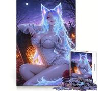 Puzzle de 1000 pièces représentant Une Fille renarde dans Un cimetière (50x75cm) Idéal pour Les Adolescents Casse-tête apaisant et Stimulant Cadeau attentionné
