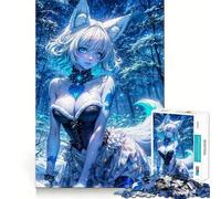 Puzzle de 1000 pièces représentant Une Fille renarde dans Une forêt hivernale (38x26cm) Jeu Amusant et Facile à Transporter