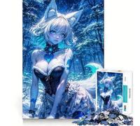 Puzzle de 1000 pièces représentant Une Fille renarde dans Une forêt hivernale (50x75cm) Jeu Stimulant pour Les Adolescents Emboîtement précis sans espaces Activité relaxante en Groupe à l'intérieur