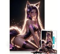 Puzzle de 1000 pièces représentant Une Fille renarde en Robe Noire (50x75cm) Jeu de réflexion créatif et Facile à Transporter Composants Robustes et découpés avec précision Idéal pour Les Voyages