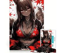 Puzzle de 1000 pièces représentant Une Fille renarde en Rouge (38x26cm) pour Adultes Jeu de réflexion avec découpe de précision et Bords Lisses Un défi Amusant pour Passer Le Temps