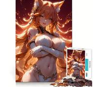 Puzzle de 1000 pièces représentant Une Fille renarde Orange (50x75cm) Jouet intellectuel pour Adolescents Cadeau élégant et de qualité pour Toute la Famille