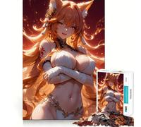 Puzzle de 1000 pièces représentant Une Fille renarde Orange (Style Anime) pour Adultes Jeu Intelligent et Amusant à Assembler Cadeau de Saison (38x26cm)