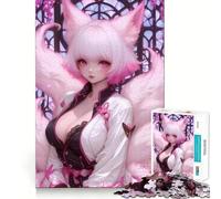 Puzzle de 1000 pièces représentant Une Fille renarde Rose, Style Anime, pour Adultes Un Jouet Intelligent et Amusant à Collectionner, avec des Bords Lisses (50x75cm)