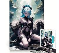 Puzzle de 1000 pièces représentant Une Fille Reptile de Style Anime, idéal pour Les Adolescents Stimule la mémoire, soulage la Tension et Offre Un aperçu des qualités artistiques (50x75cm)