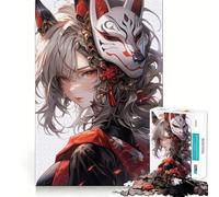 Puzzle de 1000 pièces représentant Une Fille samouraï avec Un Masque de Kitsune, idéal pour Adultes et pour stimuler Le Cerveau Jeu d'intérieur, Motif à Assembler et à Exposer chez soi (50x75cm)