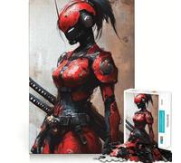 Puzzle de 1000 pièces représentant Une Fille samouraï Cyberpunk Rouge idéal pour Les Adolescents Jeu de logique Transparent Assembler Lentement et savourer Découpe Parfaite Surprise d'anniversaire