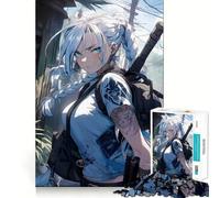 Puzzle de 1000 pièces représentant Une Fille samouraï de Style Anime, idéal pour Les Adultes Jeu de réflexion Anti-anxiété, pièce de Collection aux découpes soignées (50x75cm)