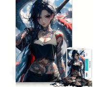 Puzzle de 1000 pièces représentant Une Fille samouraï de Style Anime, pour Adultes et Adolescents À Construire Lentement et à apprécier Découpe précise Pièce de Collection (38x52cm)