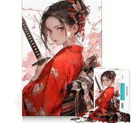 Puzzle de 1000 pièces représentant Une Fille samouraï en Kimono et Katana idéal pour Les Adolescents Jeu de logique et de réflexion Passe-Temps Calme Bords Lisses Cadeau de qualité supérieure