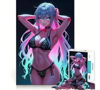 Puzzle de 1000 pièces représentant Une Fille Sexy en Bikini Style Anime néon, idéal pour Les Adolescents Jeu de logique Simple et Amusant, découpe Parfaite, Cadeau d'anniversaire 38x52cm