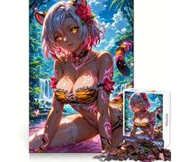 Puzzle de 1000 pièces représentant Une Fille Tigre Style Anime pour Adultes, Smart Reason Toy Group Joy, Bords Lisses, pièce d'art 38x52cm