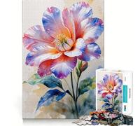 Puzzle de 1000 pièces représentant Une Fleur à l'aquarelle pour Adultes Jeu de Concentration Découpe de précision Bords Lisses Défi Amusant pour Passer Le Temps (38x26cm)