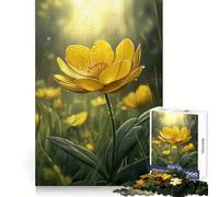 Puzzle de 1000 pièces représentant Une Fleur de Bouton d'or Jaune avec des Gouttes de rosée pour Adultes Stimule la créativité et Le Stress Offre des Bords précis et constitue Un Cadeau de Noël