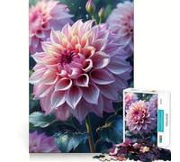 Puzzle de 1000 pièces représentant Une Fleur de Dahlia Rose en Gros Plan, idéal pour Les Adultes, Stimulant cérébral et Anti-Stress, décoration Murale aux Bords précis (50x75cm)