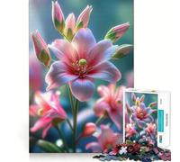 Puzzle de 1000 pièces représentant Une Fleur de lys Rose en Gros Plan, idéal pour Les Adultes Jeu de réflexion et de détente, à Assembler et à Collectionner (38x52cm)