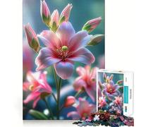 Puzzle de 1000 pièces représentant Une Fleur de lys Rose en Gros Plan, idéal pour Les Adultes, Stimulant cérébral et Anti-Stress, décoration Murale aux Bords précis (38x26cm)