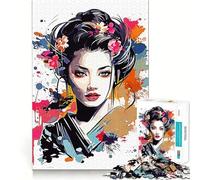 Puzzle de 1000 pièces représentant Une Geisha, idéal pour Adultes Développe la mémoire et s'amuse en Famille Finitions précises Cadeau de Saison (38x52cm)