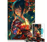 Puzzle de 1000 pièces représentant Une Geisha samouraï d'inspiration Anime Japonaise,idéal pour Les Adolescents Jeu Stimulant l'esprit,Assemblage Solide et sécurisé,activité de Partage