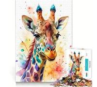 Puzzle de 1000 pièces représentant Une Girafe à l'aquarelle,idéal pour Les Adultes Jeu et de Coordination Découpe Laser pour Un Assemblage Parfait Activité enrichissante pour Les Jours de Pluie