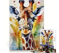 Puzzle de 1000 pièces représentant Une Girafe Peinte à l'aquarelle, idéal pour Les Adolescents stimule la logique, apaise l'esprit et Offre Un Assemblage sécurisé et Un Cadeau Parfait (50x75cm)