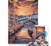 Puzzle de 1000 pièces représentant Une gondole au Coucher du Soleil à Venise décoration Murale activité Anti-Stress intéressante idéal comme Cadeau 38x26cm