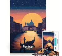 Puzzle de 1000 pièces représentant Une gondole au Coucher du Soleil à Venise Un Jeu cognitif Amusant,découpé avec précision,Un Cadeau Unique pour soulager Le Stress (38x52cm)