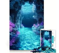 Puzzle de 1000 pièces représentant Une Grotte de Cristal sous-Marine,idéal pour Les Adolescents Jeu Stimulant l'esprit,Solide et Facile à Assembler Activité Amusante en Famille,même Le Soir (38x26cm)