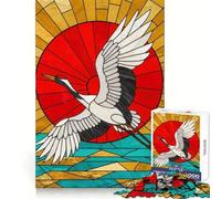Puzzle de 1000 pièces représentant Une Grue Volant au-Dessus de l'eau, en vitrail, pour Adolescents Jeu Intelligent et Relaxant, Motif à Assembler, liste de souhaits du Père Noël 38x52cm