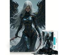 Puzzle de 1000 pièces représentant Une guerrière ailée aux Cheveux Blancs Jeu de réflexion Pièces précises et sans Couture Activité Amusante en Famille (50x75cm)