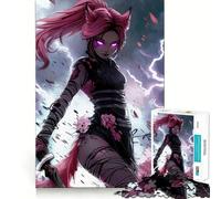 Puzzle de 1000 pièces représentant Une guerrière Anime aux Cheveux Roses, idéal pour Les Adolescents Un Jeu de logique Puissant, Un Cadeau d'anniversaire apaisant aux Bords Nets (38x26cm)