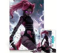 Puzzle de 1000 pièces représentant Une guerrière Anime aux Cheveux Roses, idéal pour Les Adolescents renforce Les Liens, apaise et détend Finition de qualité supérieure Cadeau Parfait (38x52cm)