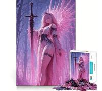 Puzzle de 1000 pièces représentant Une guerrière aux Cheveux Roses et à l'épée idéal pour Les Adolescents et Leurs activités cérébrales Un Cadeau de Saison Parfait pour se détendre et s'amuser