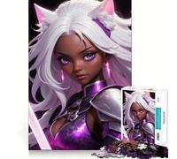 Puzzle de 1000 pièces représentant une guerrière chat anime avec une épée rose 38x26cm Jeu de réflexion stimulant,pièces bien fixées et sans pièces détachées Un défi cérébral interactif pour la maison