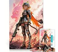 Puzzle de 1000 pièces représentant Une guerrière d'anime dans Un Univers Post-apocalyptique Idéal pour Adultes Jeu Amusant et Facile à Assembler Activité familiale Amusante en soirée (50x75cm)