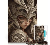 Puzzle de 1000 pièces représentant Une guerrière en Armure ornée Jeu Amusant et Facile à Transporter (50x75cm) Pièces nettes et sans bavures Idéal pour Les Voyages