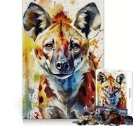 Puzzle de 1000 pièces représentant Une hyène Peinte à l'aquarelle, idéal pour Adultes Un Passe-Temps intellectuel et paisible, aux découpes nettes, Un Cadeau Unique (38x52cm)