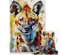 Puzzle de 1000 pièces représentant Une hyène Peinte à l'aquarelle, idéal pour Les Adolescents Découpe Uniforme, Motif hyène, Cadeau de Noël Unique (38x26cm)