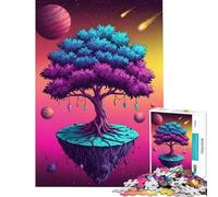 Puzzle de 1000 pièces représentant une île flottante et un arbre avec des cristaux Un défi à relever mais un jouet amusant et humoristique à décorer au mur pour les enfants de 14 ans et plus (38x26cm)